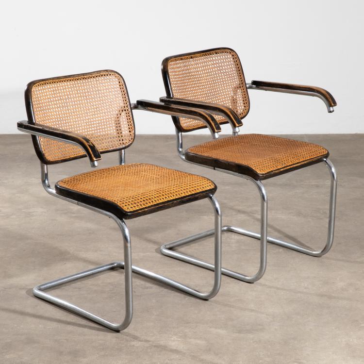 Hauptbild zu Objekt, 2 Freischwinger St&uuml;hle Modell B 64, Marcel Breuer, K-16B 554