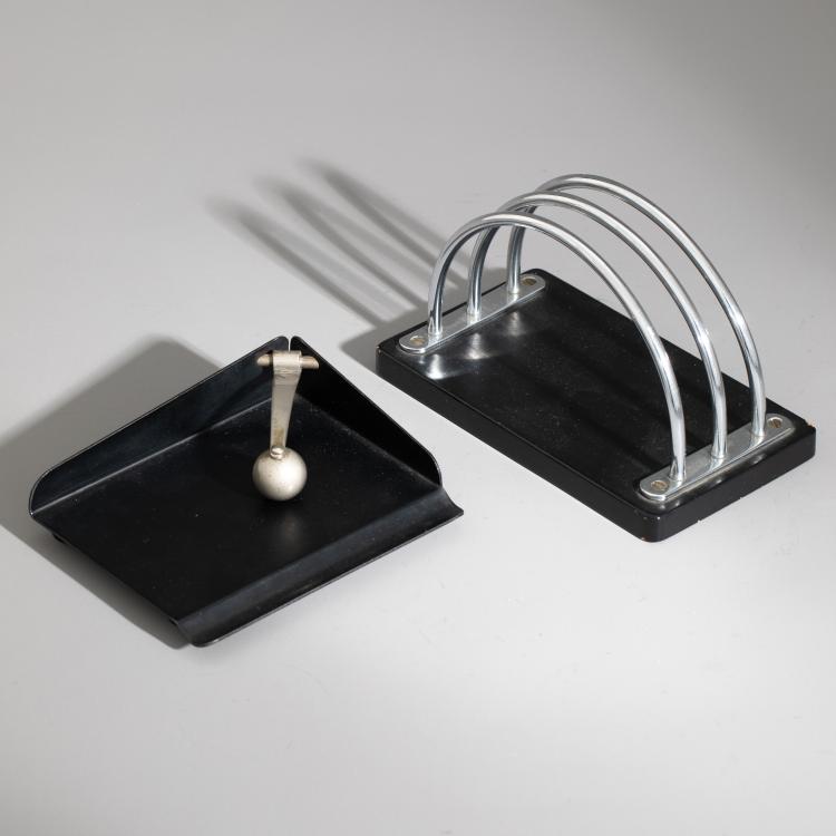 Hauptbild zu Objekt, Zweiteiliges Schreibtischset, Briefhalter + Zettelkasten (Ecknotizblock), Marianne Brandt, Ruppelwerk GmbH, K-16B 543