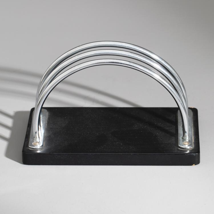 Bild 1 zu Objekt, Zweiteiliges Schreibtischset, Briefhalter + Zettelkasten (Ecknotizblock), Marianne Brandt, Ruppelwerk GmbH, K-16B 543