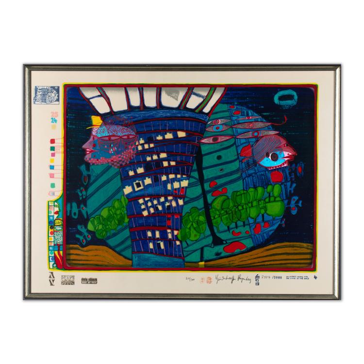 Bild 1 zu Objekt, 'Flucht ins All', 1971, signiert, Friedensreich Hundertwasser, K-16B 387