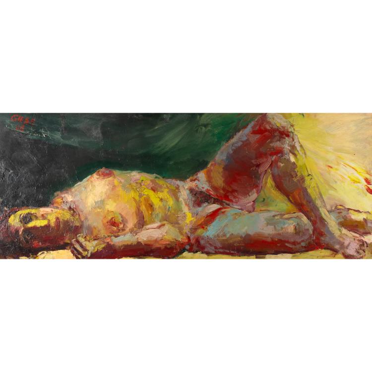 Hauptbild zu Objekt, Ohne Titel (Akt liegend), 1988, K-16B 407