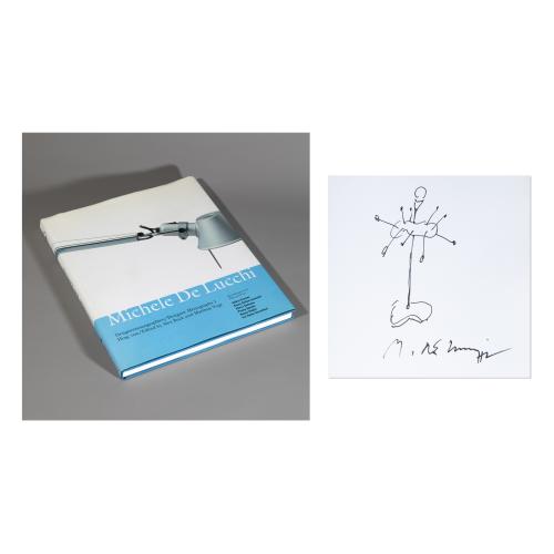 Original Zeichnung der Leuchte Sinvola mit Signatur in dem Buch 'Designermonographien Michele de Lucchi'