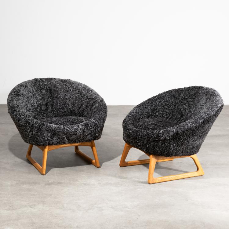 Hauptbild zu Objekt, 2 Lounge Sessel Modell 57A, Brande M&ouml;belindustri, K-16B 672