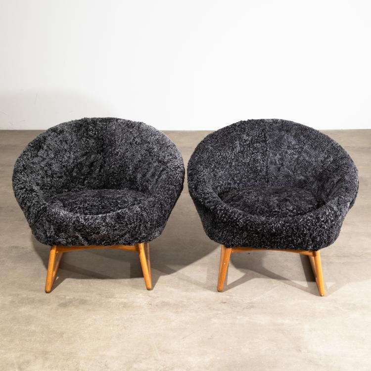 Bild 1 zu Objekt, 2 Lounge Sessel Modell 57A, Brande M&ouml;belindustri, K-16B 672