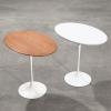 2 Saarinen oval white and wood tables USA