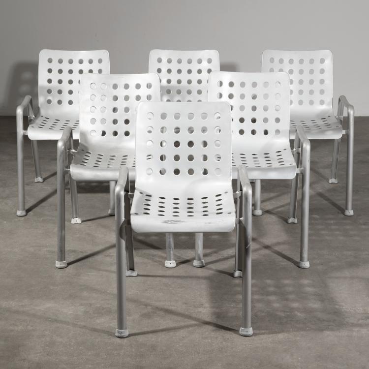 Hauptbild zu Objekt, 6 St&uuml;hle Modell Landi Stuhl, Hans Coray, MEWA, K-16B 606