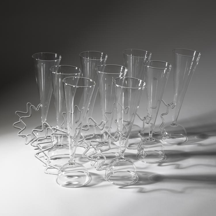 Hauptbild zu Objekt, 9 Sektgl&auml;ser aus der Cherry Netherlands Serie, Matteo Thun, Barovier & Toso, K-16B 800