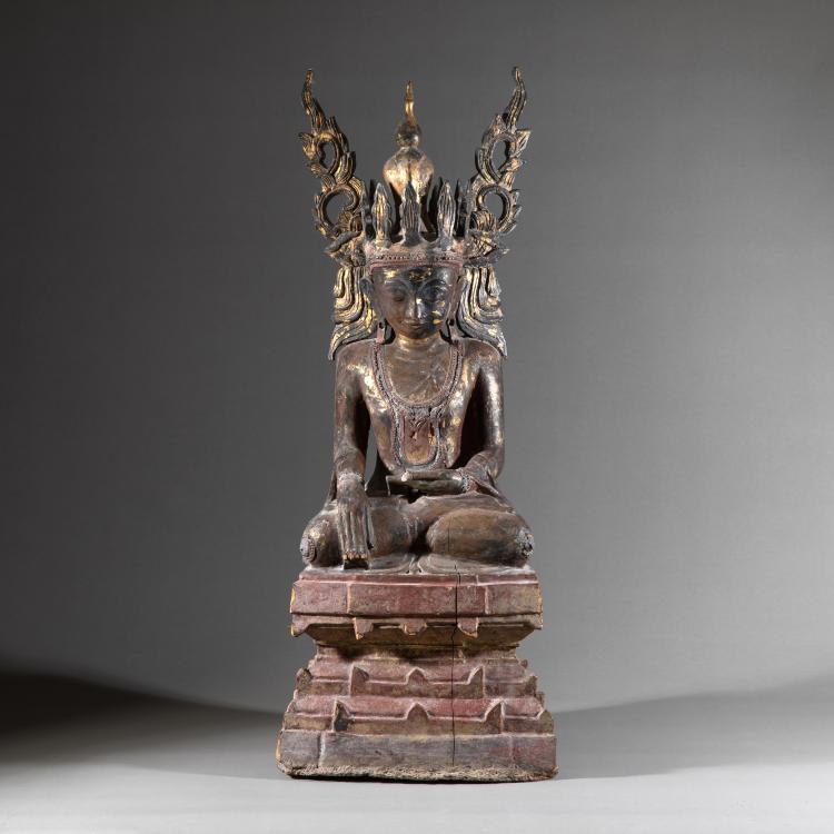 Hauptbild zu Objekt, Buddha Shakyamuni im F&uuml;rstenschmuck, Shan-Stil, 