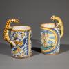 Zwei Becher mit Raubtieren als Henkel, um 1880