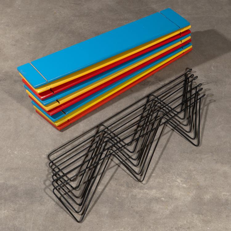 Hauptbild zu Objekt, 3 x colored ladder shelves from the 1950/60s, K-16O 35