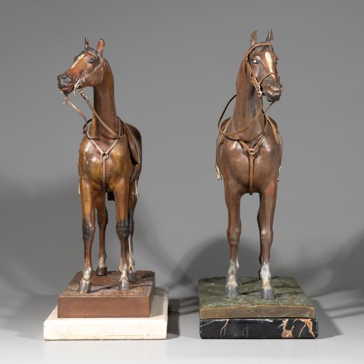 Bild 2 zu Objekt, Konvolut: 2 gro&szlig;e und 2 kleine gesattelte Pferde, 1900-1911, Franz Xaver Bergmann, Bergmann, Franz Xaver, Wien u.a., K-17 218