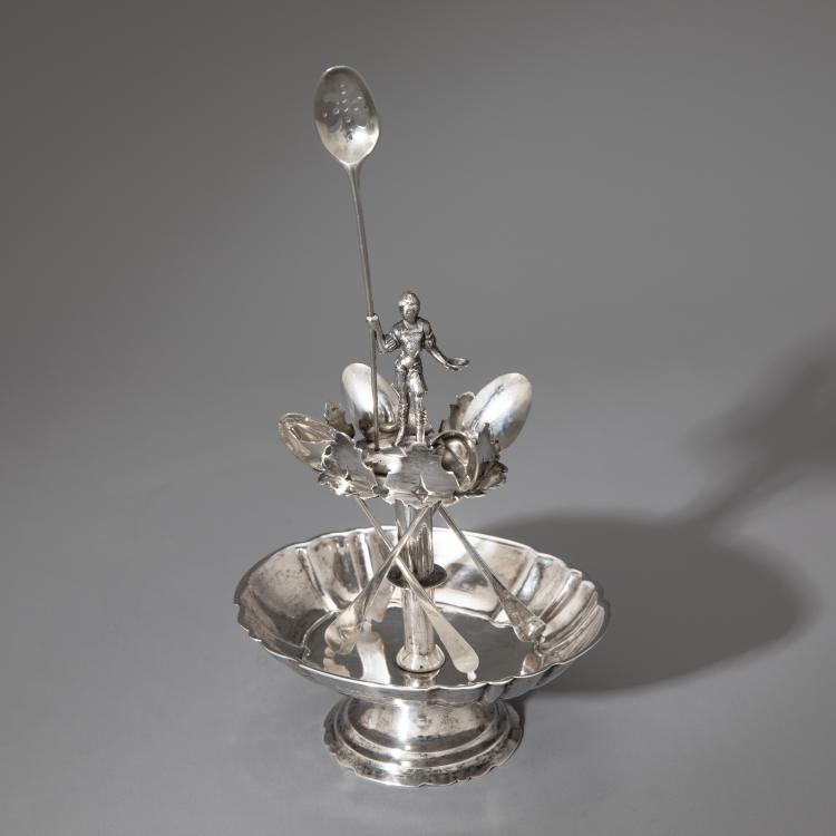 Hauptbild zu Objekt, Silberne Zuckerschale mit L&ouml;ffelhalter, 18./19. Jahrhundert, Deutschland, K-17 112