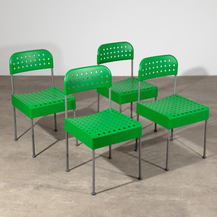 Hauptbild zu Objekt, 4 zerlegbare St&uuml;hle Modell Box Chairs, Enzo Mari, Aleph Atlantide, K-17 536