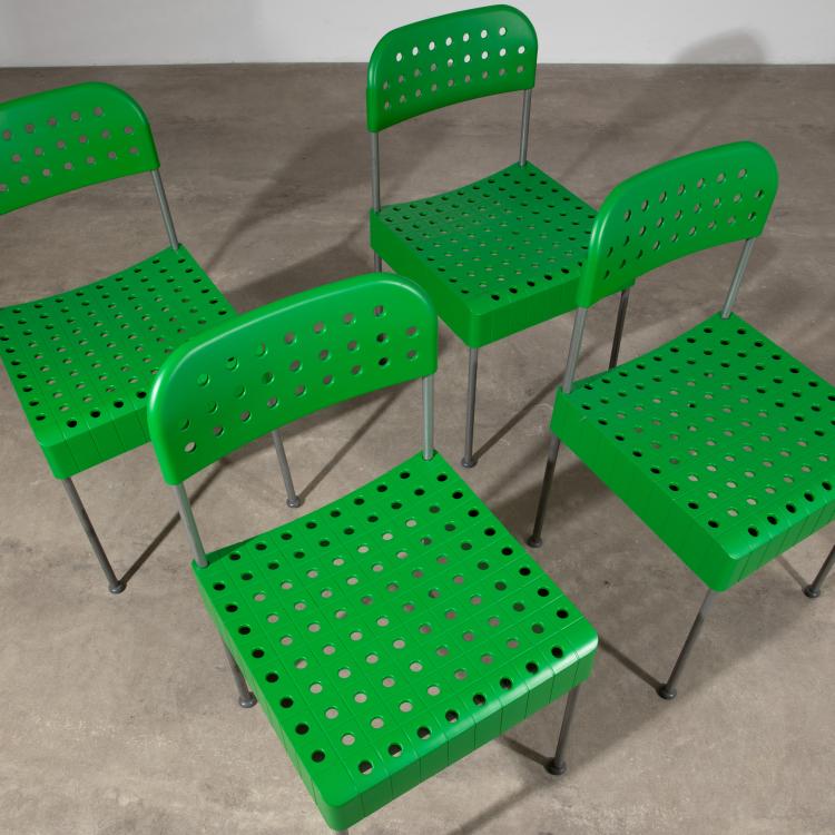 Bild 1 zu Objekt, 4 zerlegbare St&uuml;hle Modell Box Chairs, Enzo Mari, Aleph Atlantide, K-17 536