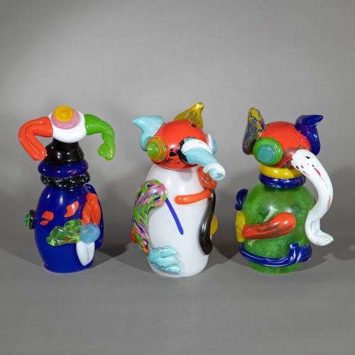 3 Glasfiguren 'Blütensänger', 'Rübennase' und Unbekannte Figur, ca. 1990