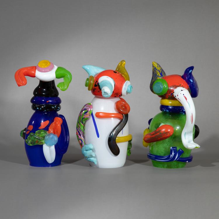 Bild 1 zu Objekt, 3 Glasfiguren 'Bl&uuml;tens&auml;nger', 'R&uuml;bennase' und Unbekannte Figur, ca. 1990, Otmar Alt, Rosenthal studio-line, K-17 240