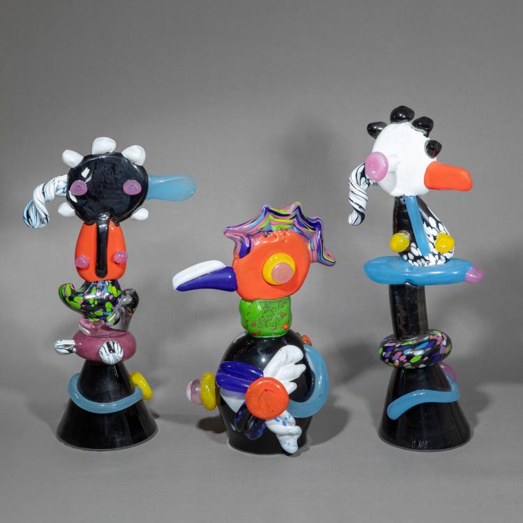 Hauptbild zu Objekt, 'Fr&auml;ulein vom Mond', 'Blauschnabler mit Blume', 'Merlin mit roter Nase', 1989/1990, Otmar Alt, K-17 241