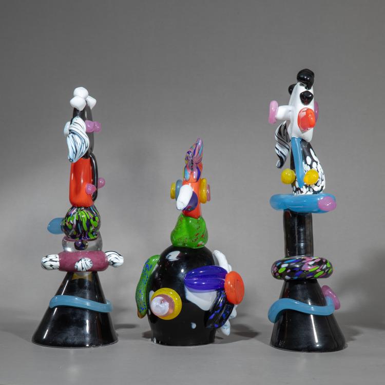 Bild 3 zu Objekt, 'Fr&auml;ulein vom Mond', 'Blauschnabler mit Blume', 'Merlin mit roter Nase', 1989/1990, Otmar Alt, K-17 241