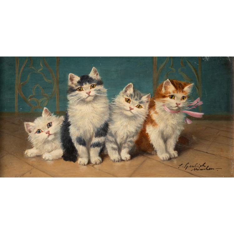 Hauptbild zu Objekt, Vier junge Katzen, ca. 1900, K-17 101
