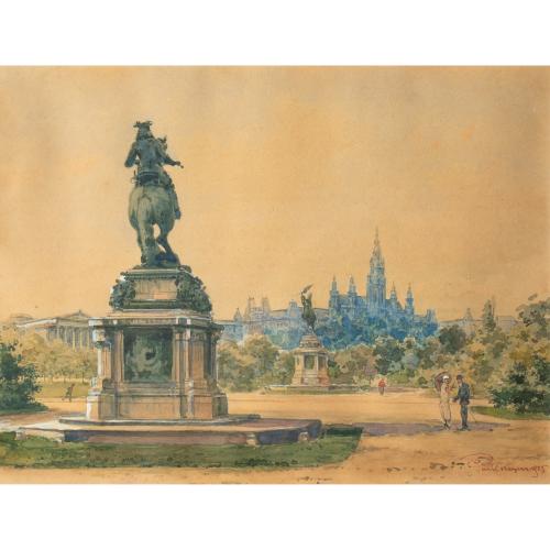 Heldenplatz in Wien mit Blick auf das Rathaus, 1925