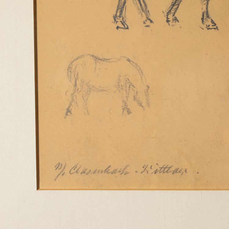 Bild 4 zu Objekt, Niederrheinische Flusslandschaft, 1935 und Pferdeskizzen, ca. 1920, Max Clarenbach, K-17 91