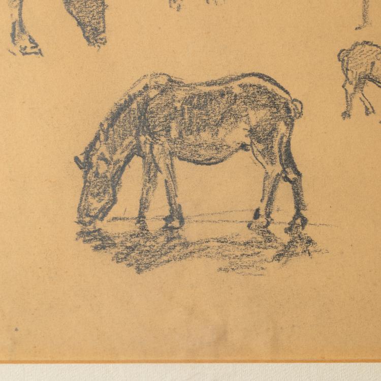 Bild 5 zu Objekt, Niederrheinische Flusslandschaft, 1935 und Pferdeskizzen, ca. 1920, Max Clarenbach, K-17 91