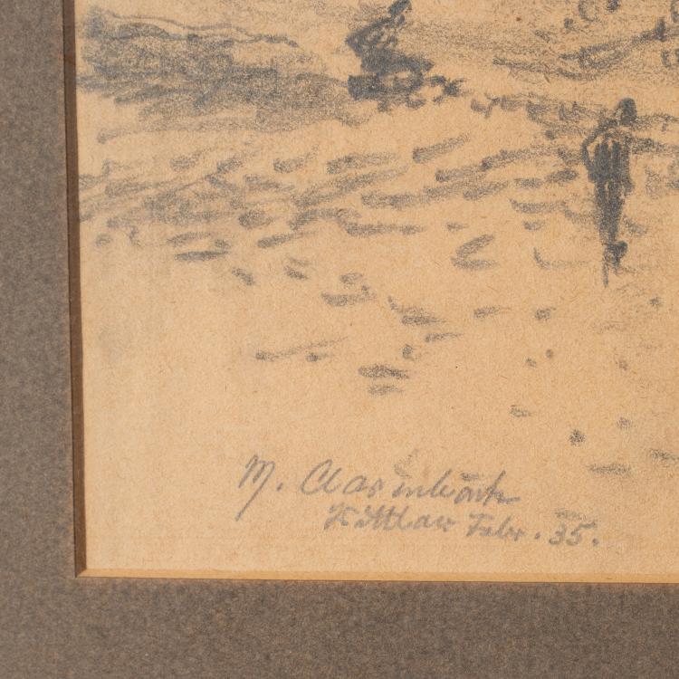 Bild 9 zu Objekt, Niederrheinische Flusslandschaft, 1935 und Pferdeskizzen, ca. 1920, Max Clarenbach, K-17 91