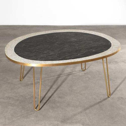 Round Oval Glass Mosaic Coffee Table
