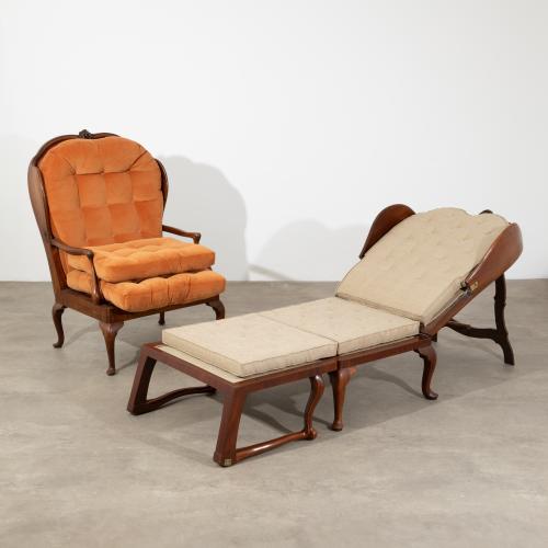 Zwei große ausziehbare Fauteuils im Stil Louis XV.