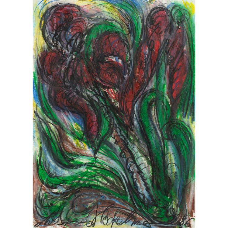 Hauptbild zu Objekt, Blatt aus der Werkgruppe 'Blumen', 1986, Antonius H&ouml;ckelmann, K-17 299