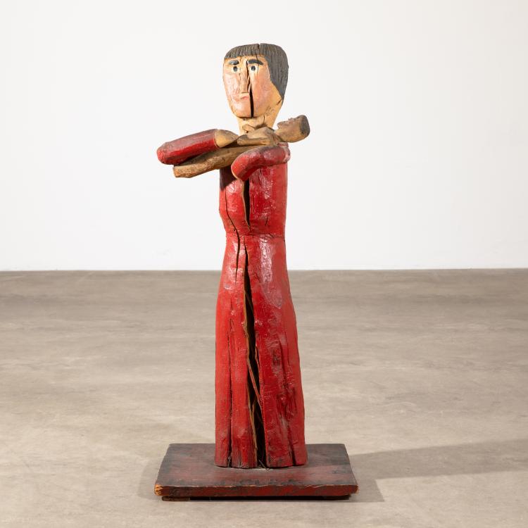 Bild 2 zu Objekt, Holzskulptur 'Frau mit Kind', 1965, Erich B&ouml;deker, K-17 226