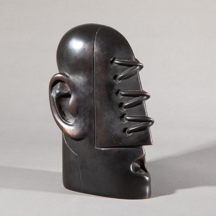 Hauptbild zu Objekt, Skulptur 'Kleiner Verschn&uuml;rter Kopf II', 1978, Rainer Kriester, Giesserei Zimmer, Hermannsburg, K-17 235