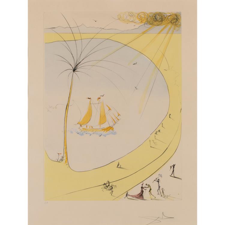 Hauptbild zu Objekt, 'C&ocirc;te d'Azur' aus dem Portfolio 'Hommage &agrave; Picasso', 1974, Salvador Dal&iacute;, K-17 261