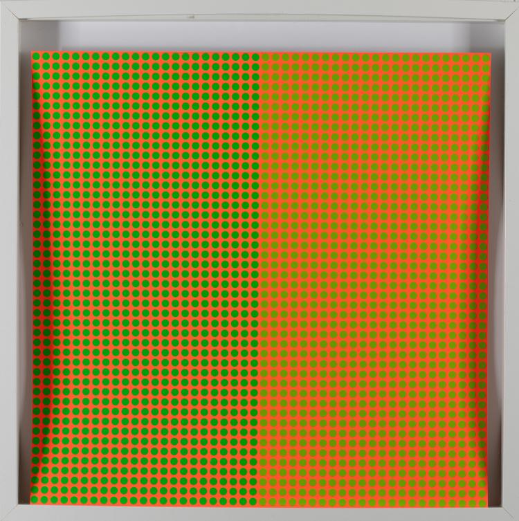 Bild 1 zu Objekt, Ohne Titel (Gr&uuml;ne Punkte auf orangenem Grund), 1972, K-17 275