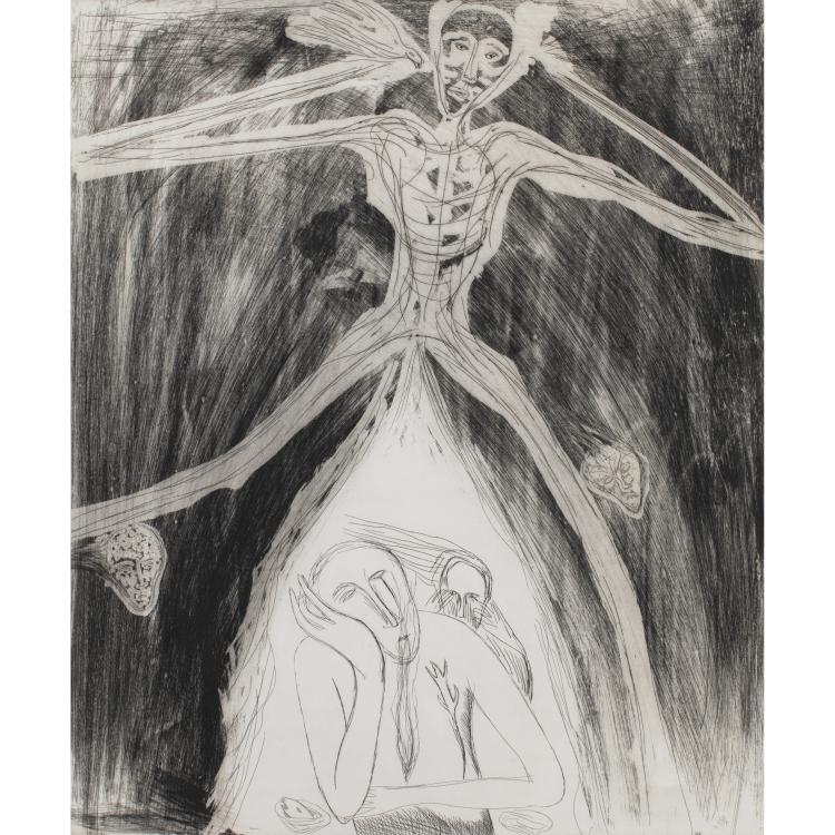 Bild 1 zu Objekt, 5 Bl&auml;tter aus dem Portfolio 'Ex-Giganti All'alba', 1982, Mimmo Paladino, Schellmann & Kl&uuml;ser, New York (Publ.), K-17 279