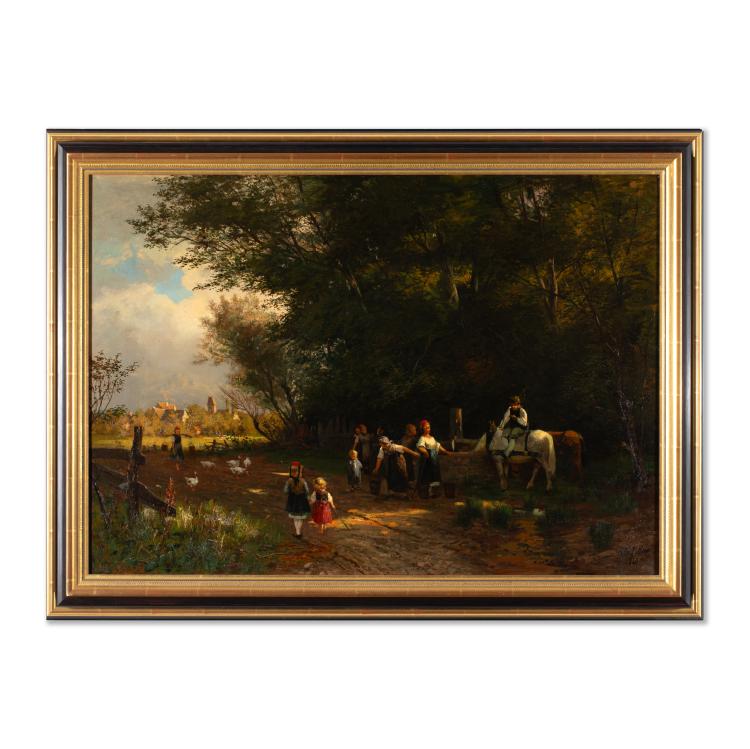 Bild 1 zu Objekt, Dorfbewohner am Brunnen, 1880, Adolf Lins, K-17 97