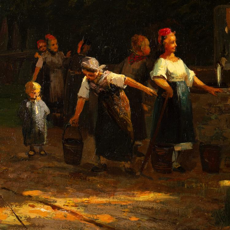 Bild 2 zu Objekt, Dorfbewohner am Brunnen, 1880, Adolf Lins, K-17 97