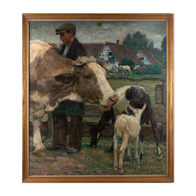 Bild 1 zu Objekt, Bauer mit seinem Vieh, 1917, Julius Paul Junghanns, K-17 108