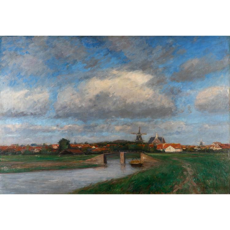 Hauptbild zu Objekt, Holl&auml;ndische Landschaft, wohl 1904, Helmuth Liesegang, K-17 102
