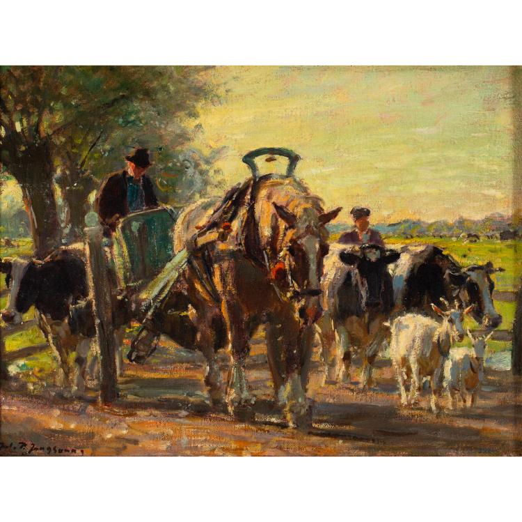 Hauptbild zu Objekt, Bauern auf dem Feldweg, circa 1910, Julius Paul Junghanns, K-17 105