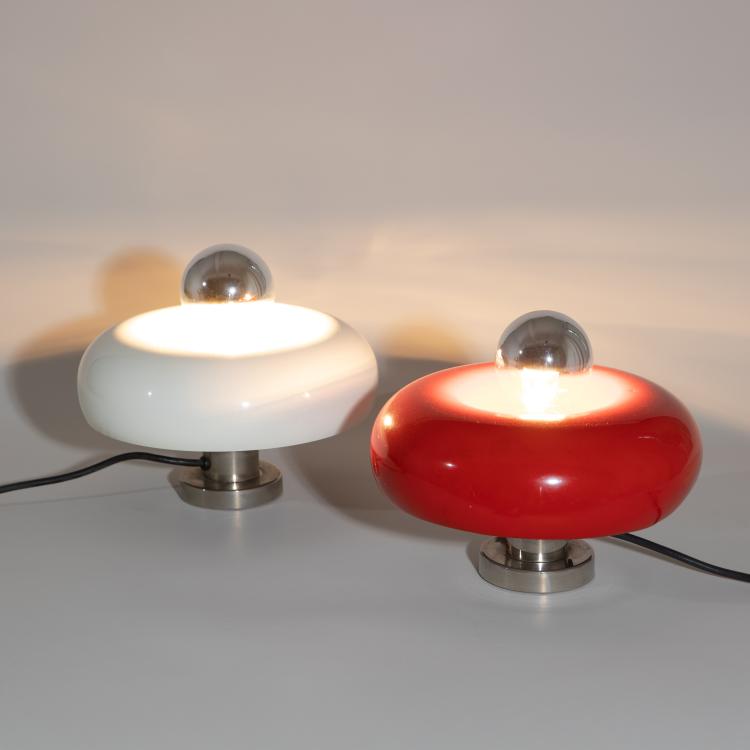 Bild 1 zu Objekt, 2 table or wall lamps model Pox, Ingo Maurer, Design M, M&uuml;nchen, K-18 435