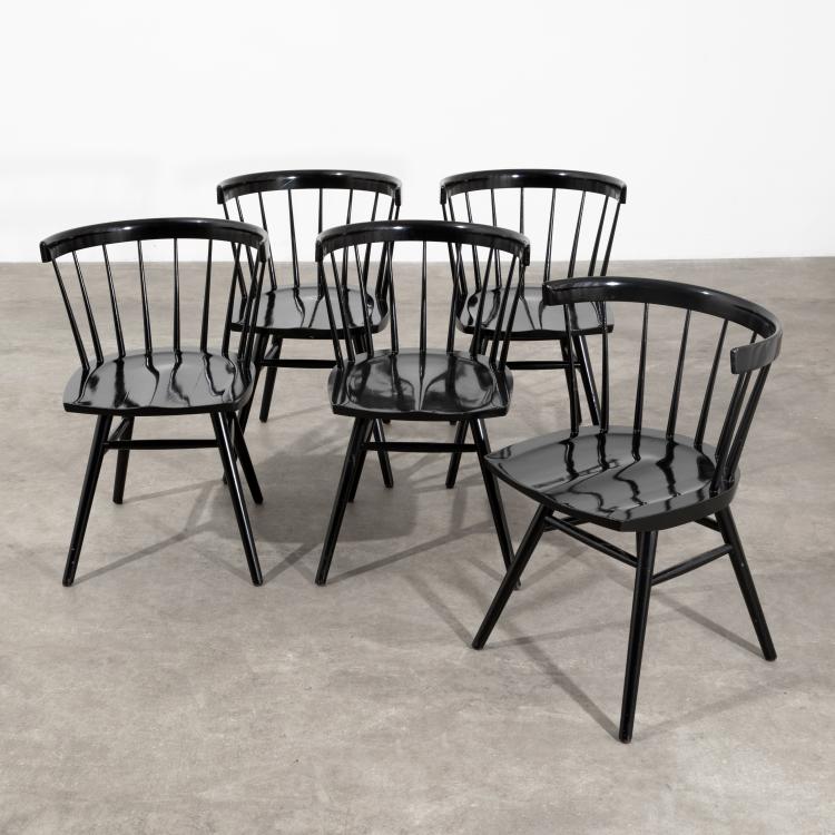 Hauptbild zu Objekt, 5 St&uuml;hle Modell Straight Chair, George Nakashima, Knoll International, New York, 