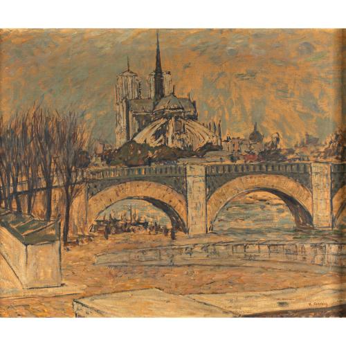 Paris – Blick auf Notre Dame über die Brücke 'Pont de la Tournelle', um 1911