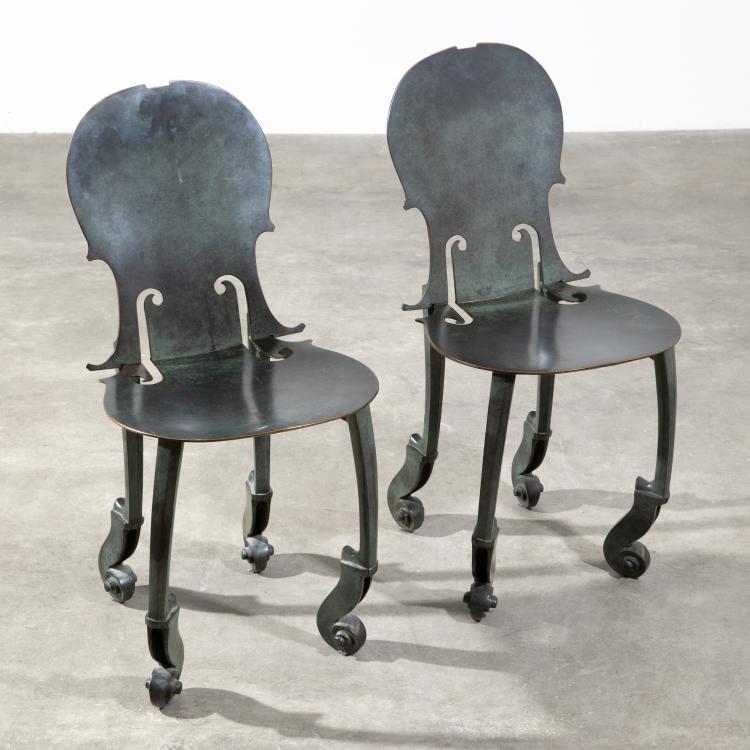 Hauptbild zu Objekt, 2 St&uuml;hle Modell Cello, Armand Fernandez (Arman), Gie&szlig;erei Bocquel, 
