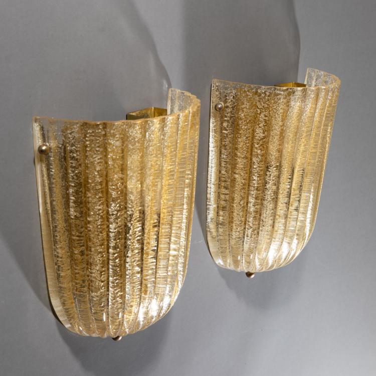 Hauptbild zu Objekt, 2 Wall Lights Rugiada model, Ercole Barovier, Barovier & Toso, Murano, K-18 600